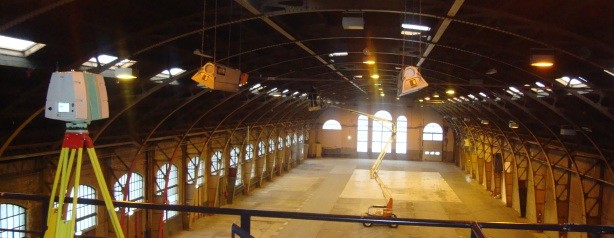 Hoogwaardige 3D laserscanmeting oude NS-werkplaats spoorzone Tilburg